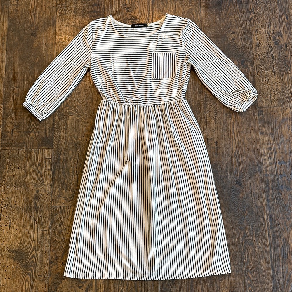 MEROKEETY Striped Casual Dress